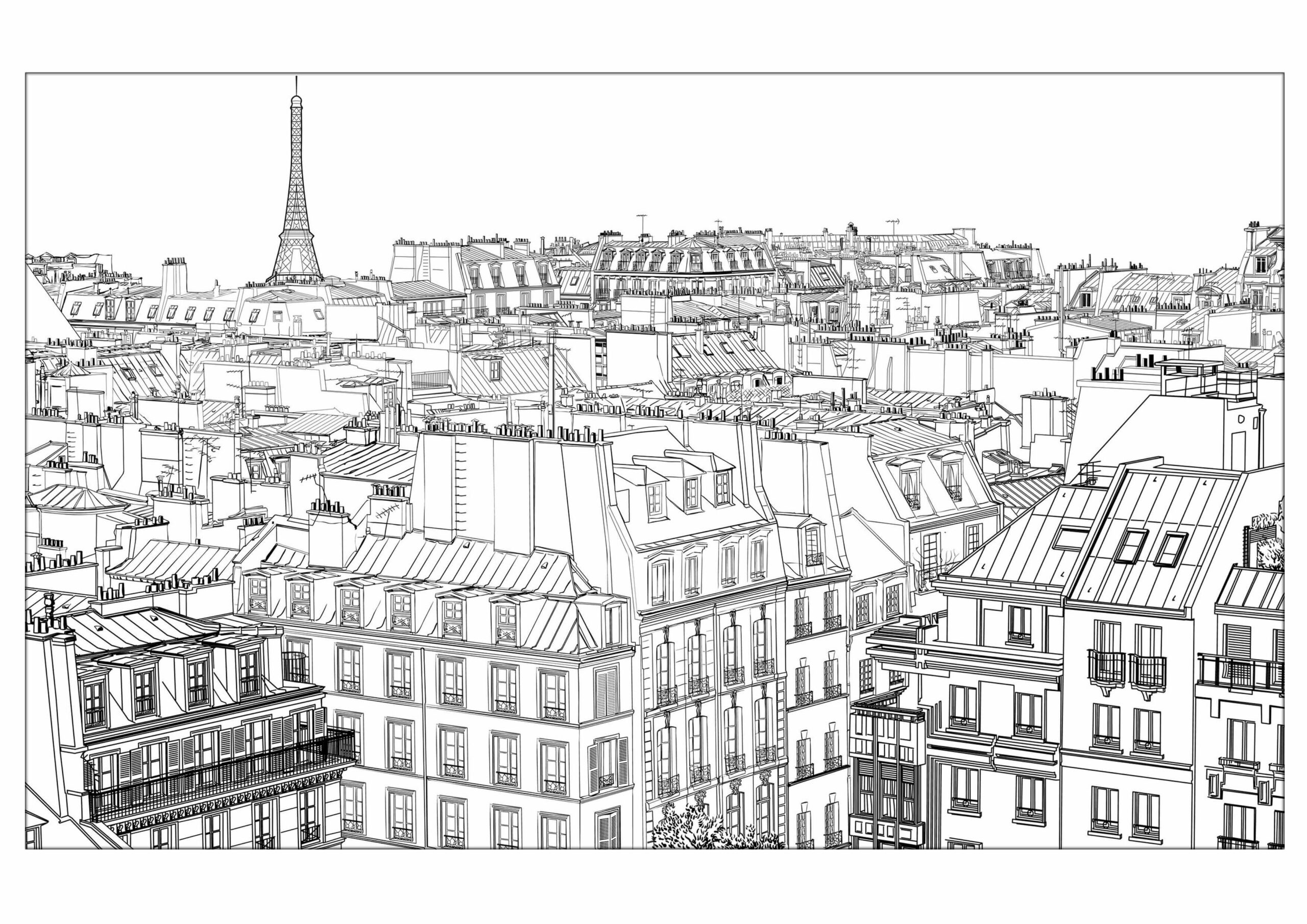 Impresionante Ciudad de París para colorir