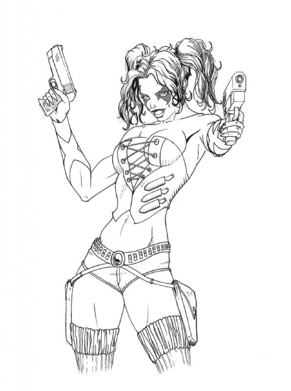 Impresionante Harley Quinn para colorir
