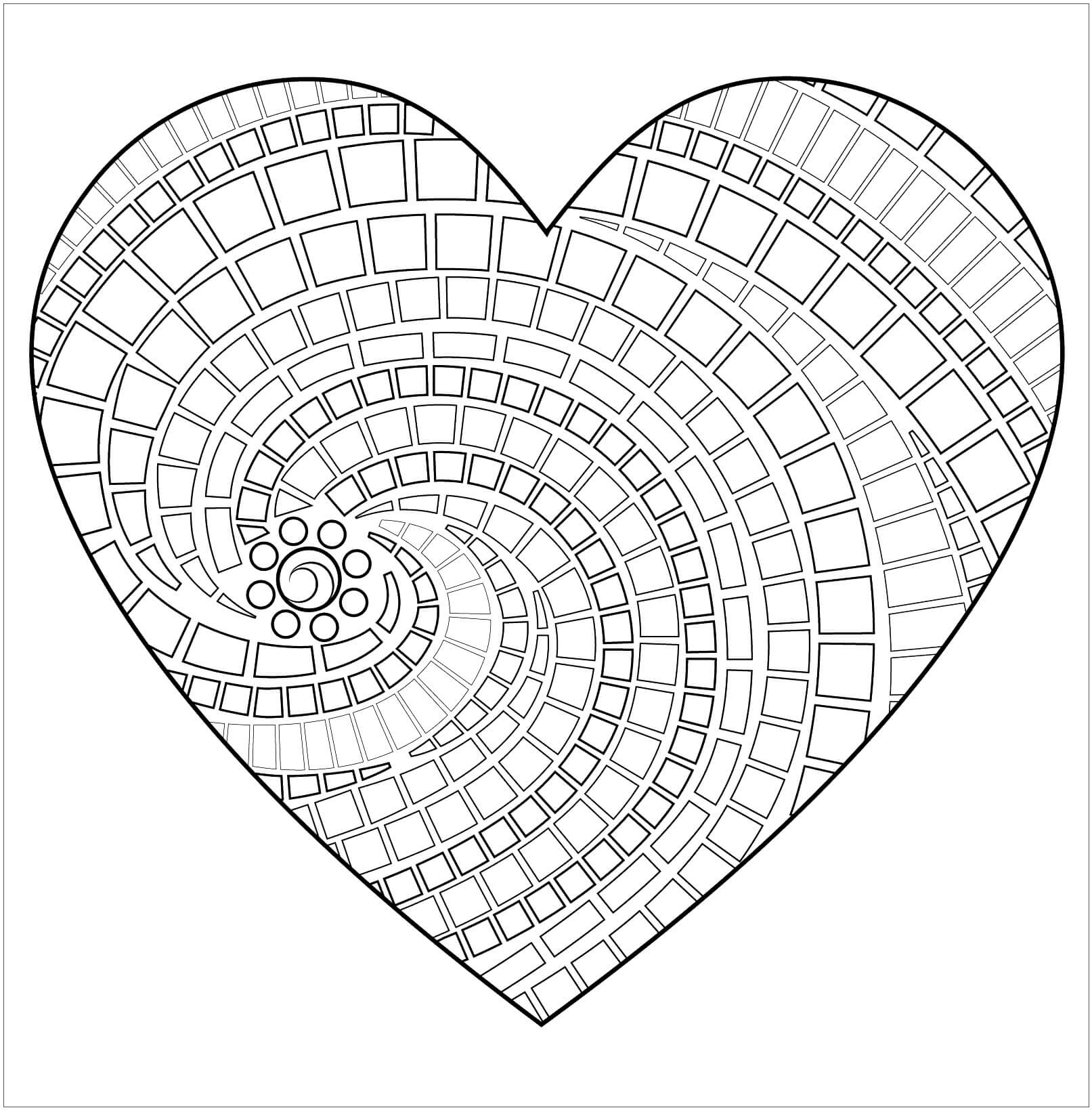 Dibujos de Impresionante Mandala de Corazón para colorear