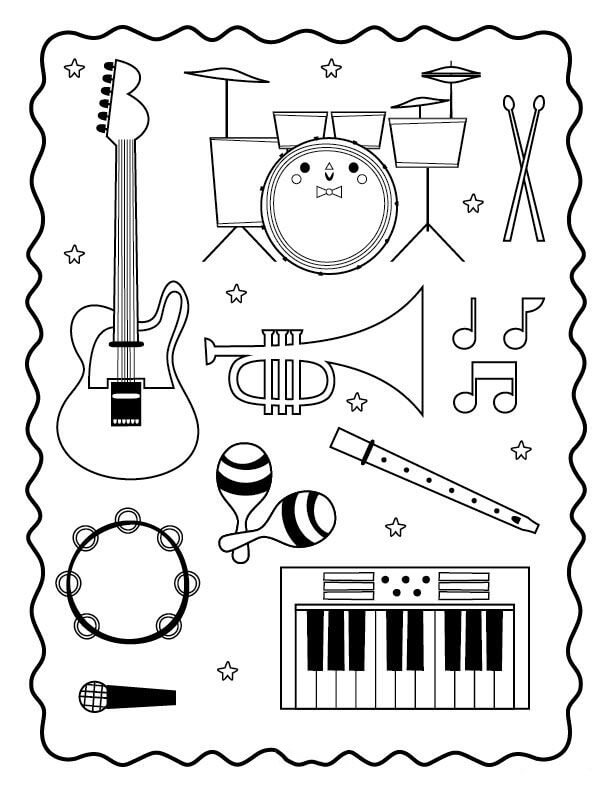 Dibujos de Instrumento de Música Simple para colorear