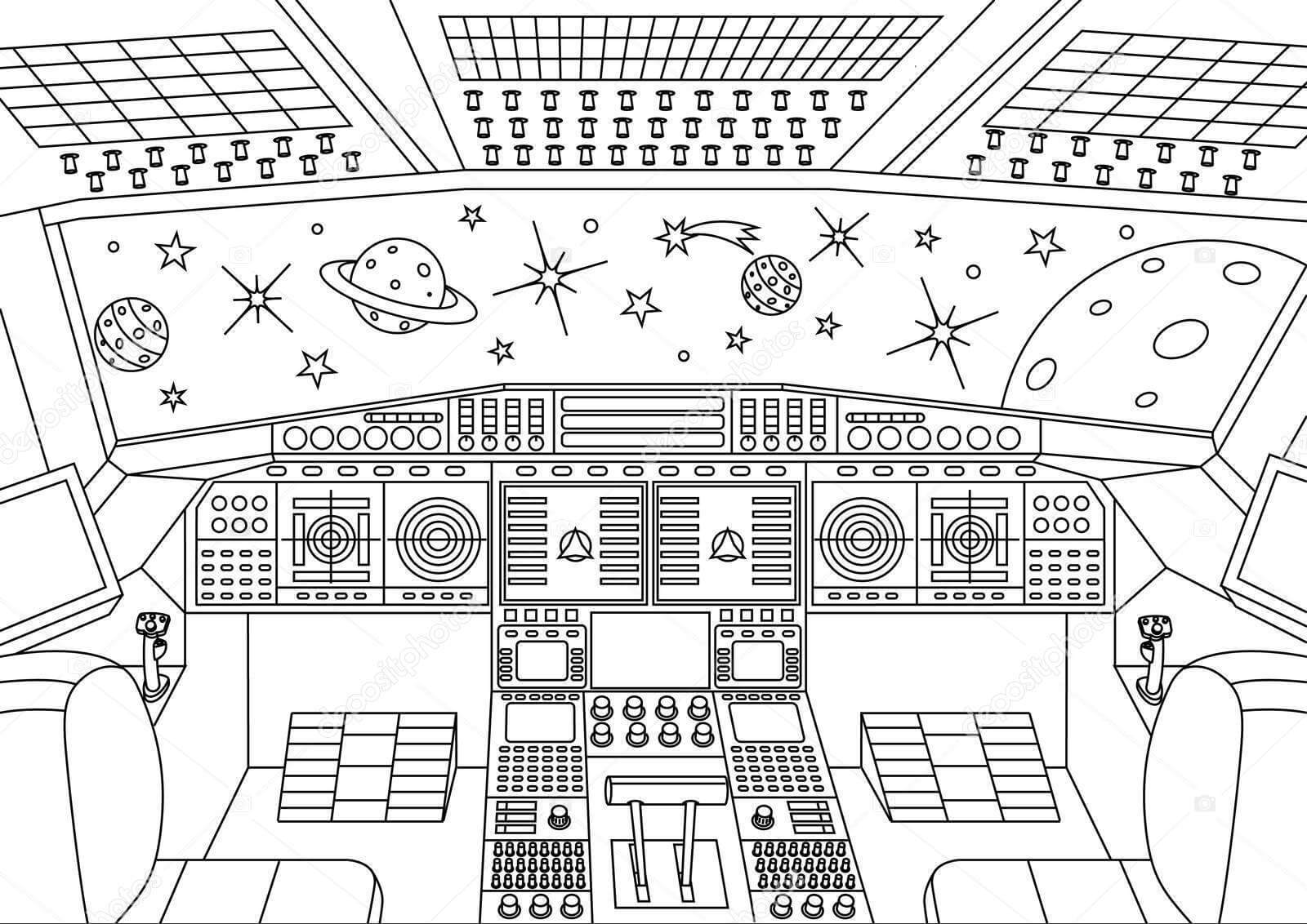 Interior de la Nave Espacial para colorir