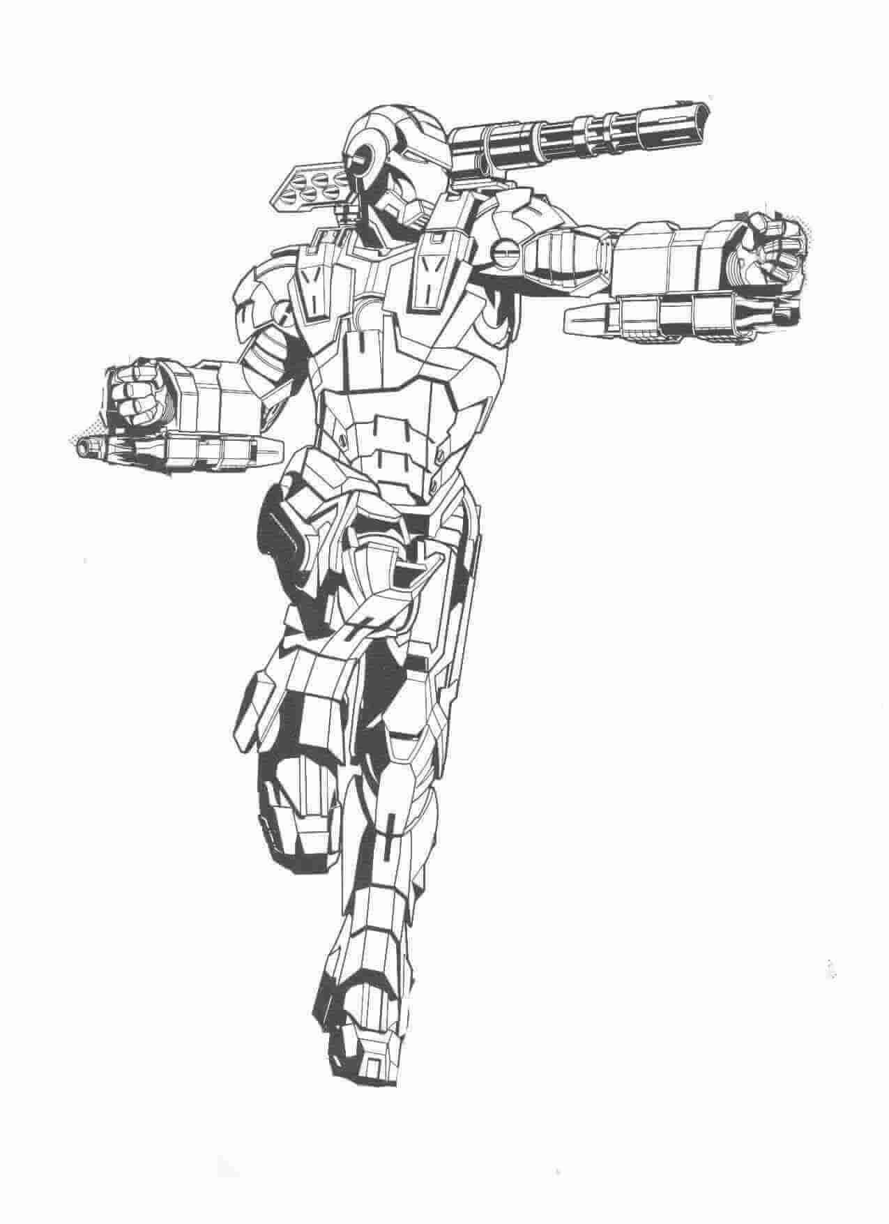 Ironman con Ametralladora para colorir