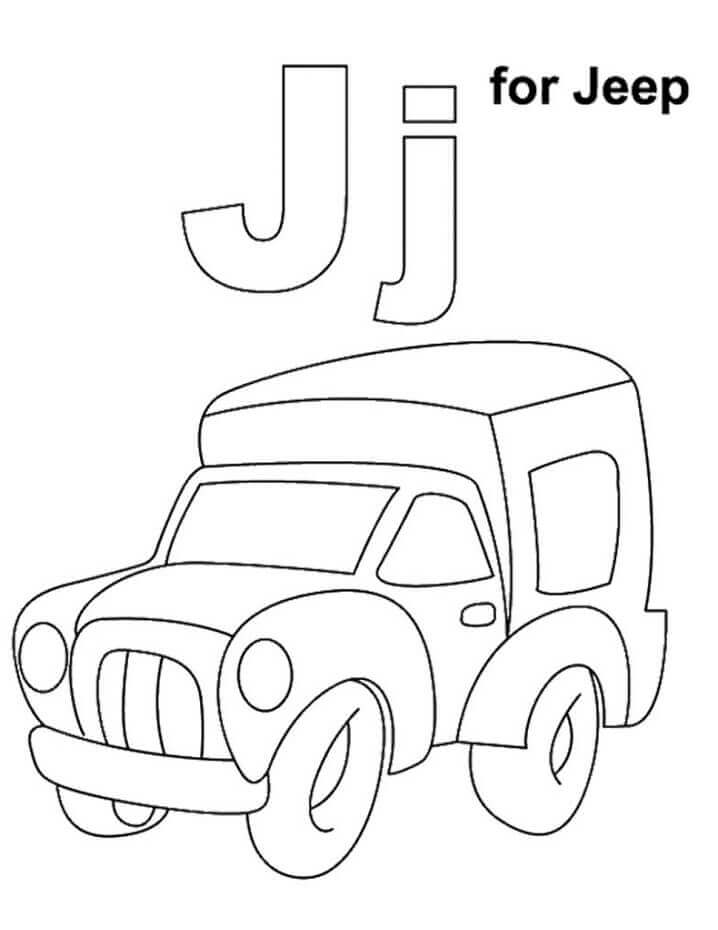 Dibujos de Jeep Letra J para colorear