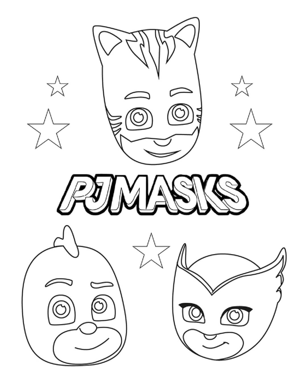 Dibujos de Jefe Del Equipo PJ Mask Con Estrellas para colorear