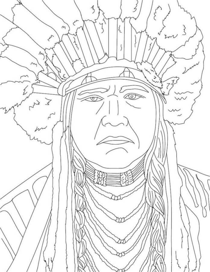 Dibujos de Jefe Indio Serio para colorear