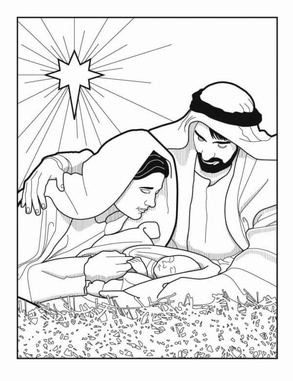 Dibujos de Jesús Nació Tarde En La Noche para colorear