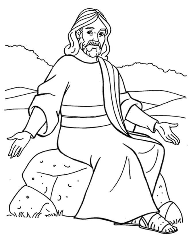 Jesús Sentado para colorir
