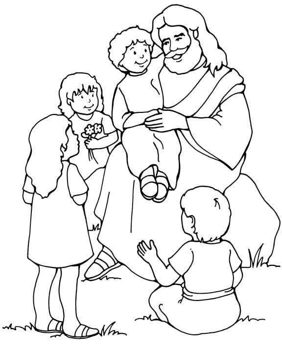 Jesús y los Niños para colorir