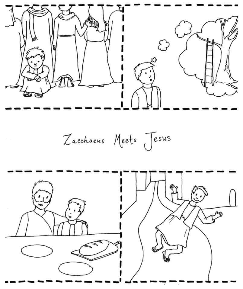 Dibujos de Jesús se Encuentra con Zaqueo 1 para colorear