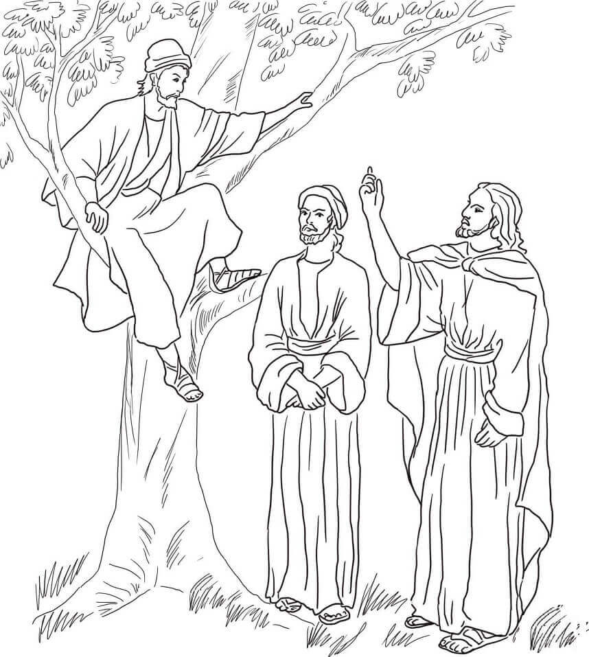 Dibujos de Jesús se encuentra con Zaqueo para colorear
