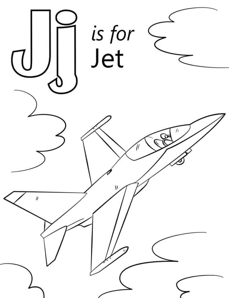 Jet Letra J para colorir