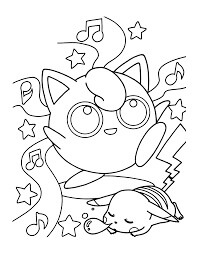 Jigglypuff Cantando y Pikachu Durmiendo para colorir