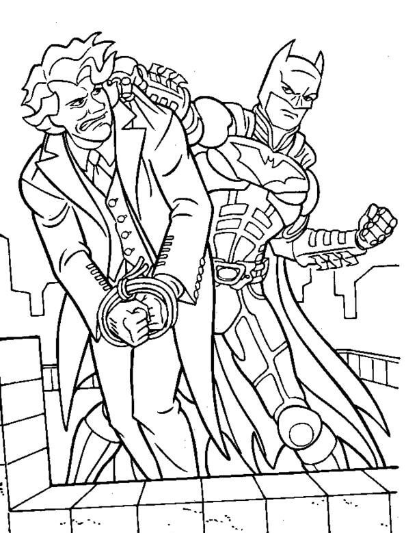 Dibujos de Joker está Atado por Batman para colorear