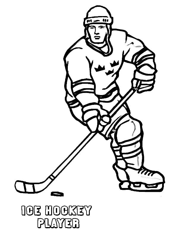 Dibujos de Jugador Básico de Hockey Sobre Hielo para colorear