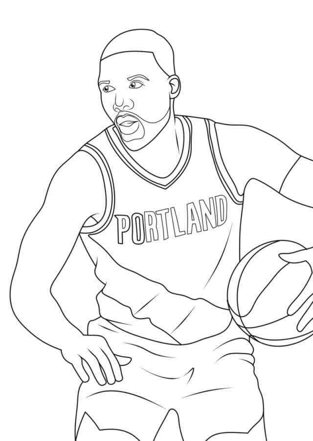 Jugador De Baloncesto en Portland para colorir