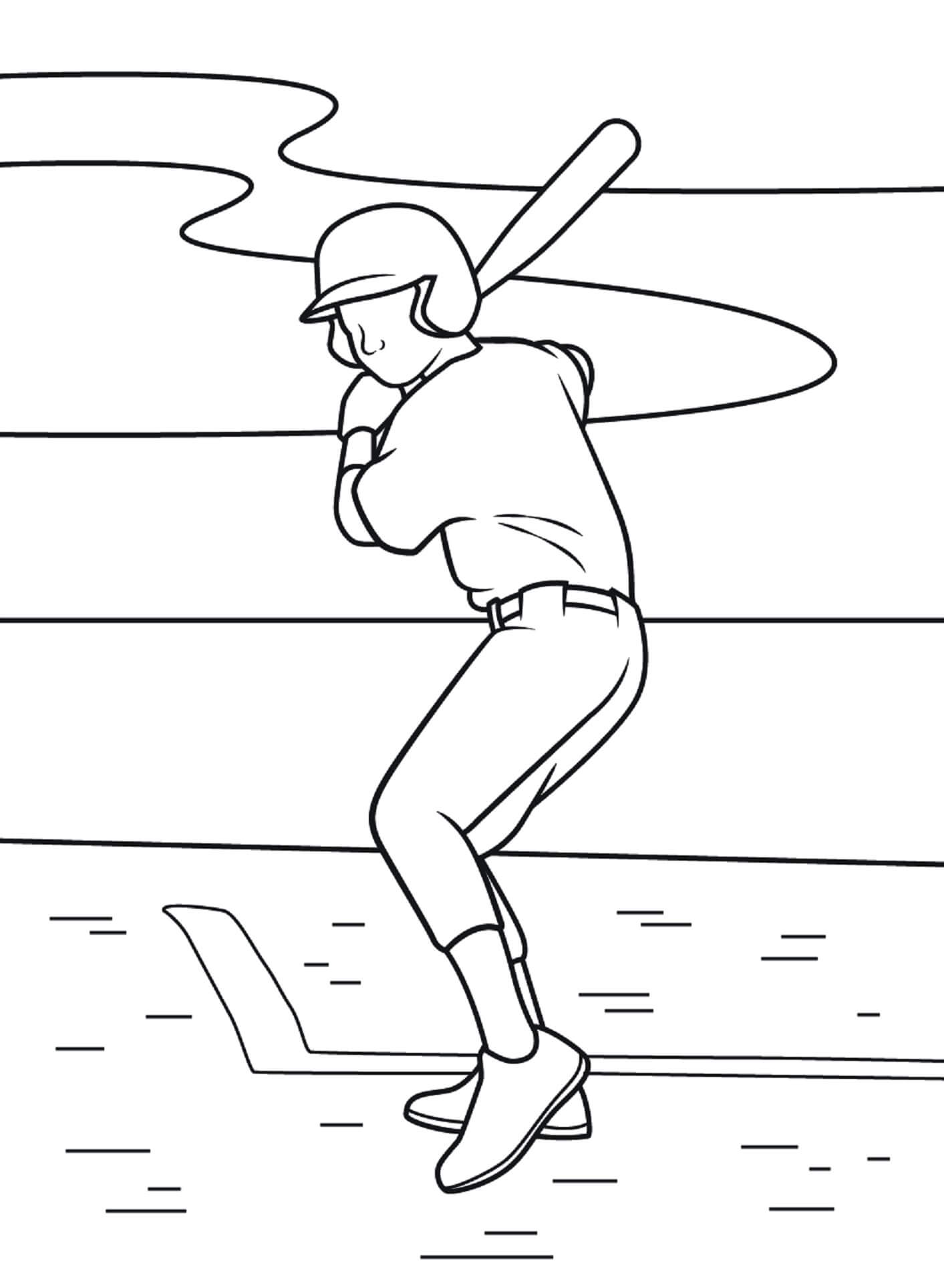 Dibujos de Jugador De Béisbol Preparándose Para Golpear Béisbol para colorear