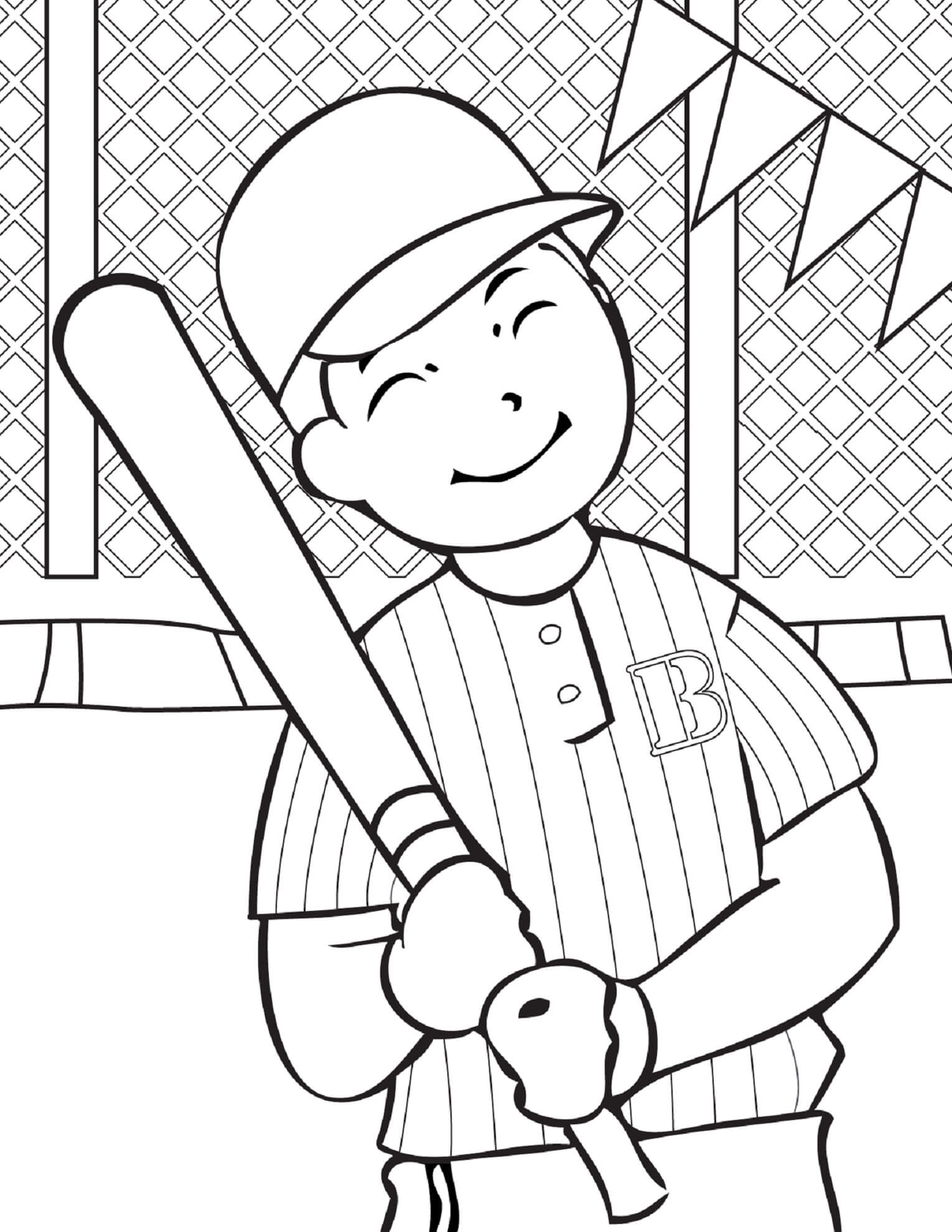 Dibujos de Jugador De Béisbol Sonriente para colorear