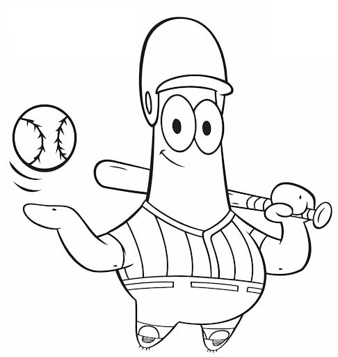 Dibujos de Jugador de Béisbol Patrick Star para colorear