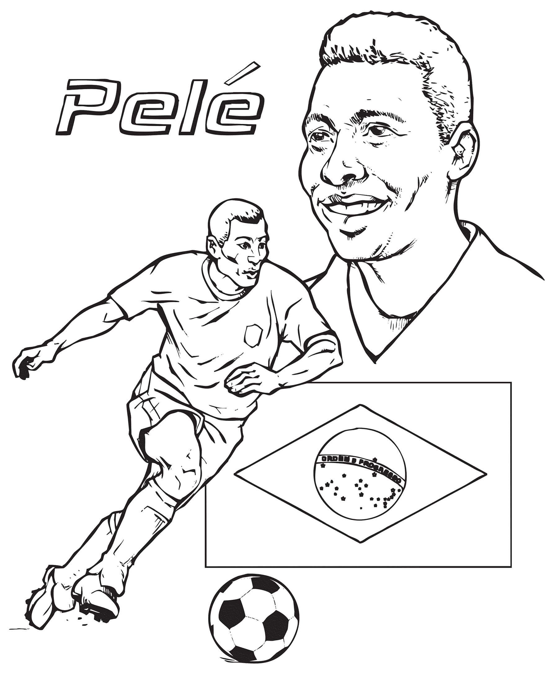 Jugador de Fútbol Pelé para colorir