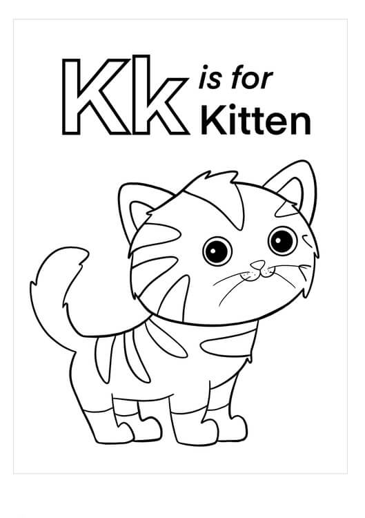 Dibujos de K es para Gatito para colorear