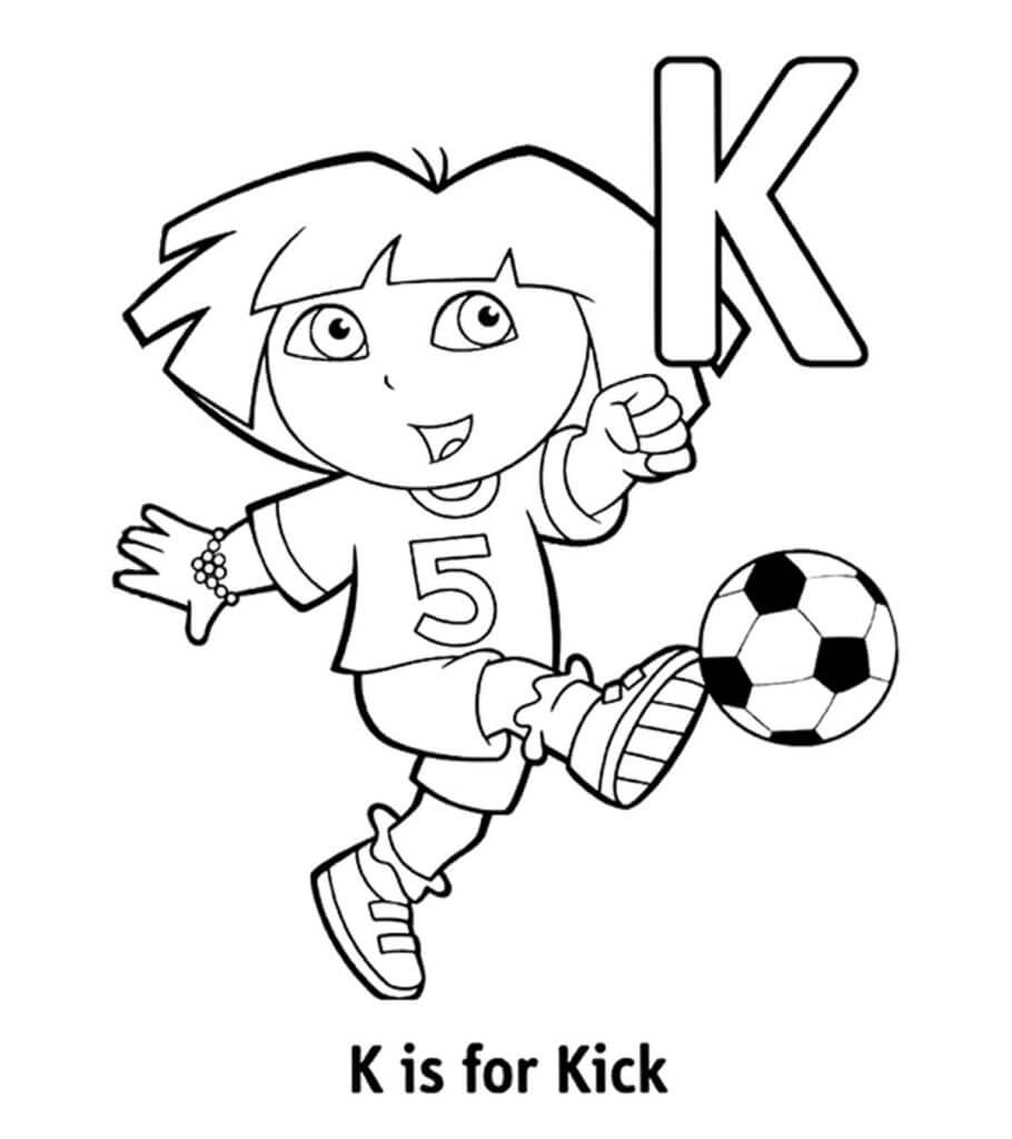 K es para Kick para colorir