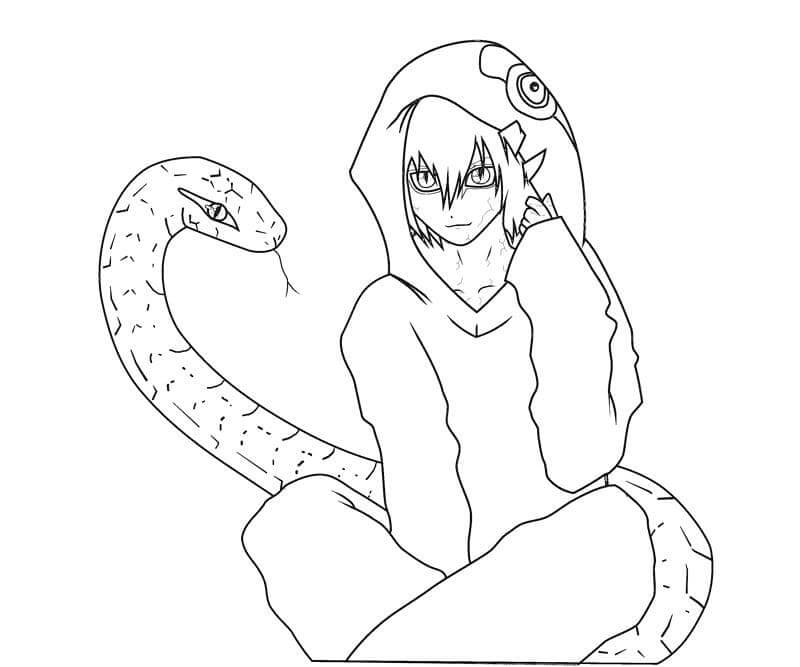 Kabuto y su Serpiente para colorir