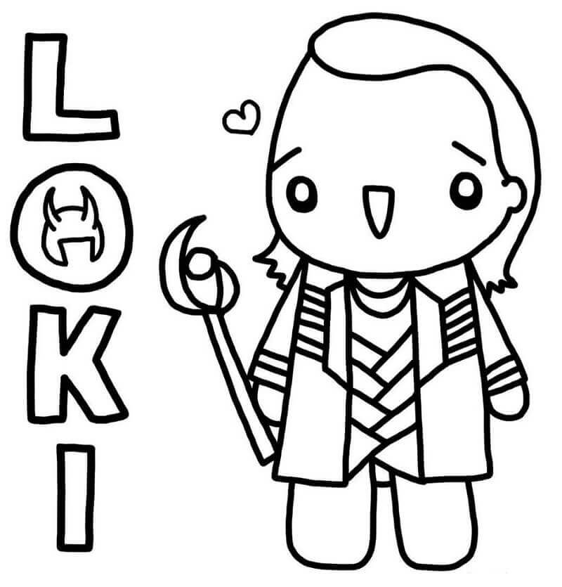 Kawaii Loki para colorir