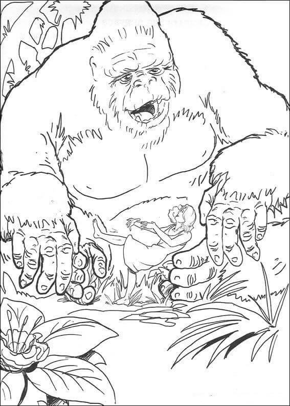 King Kong y la Niña para colorir