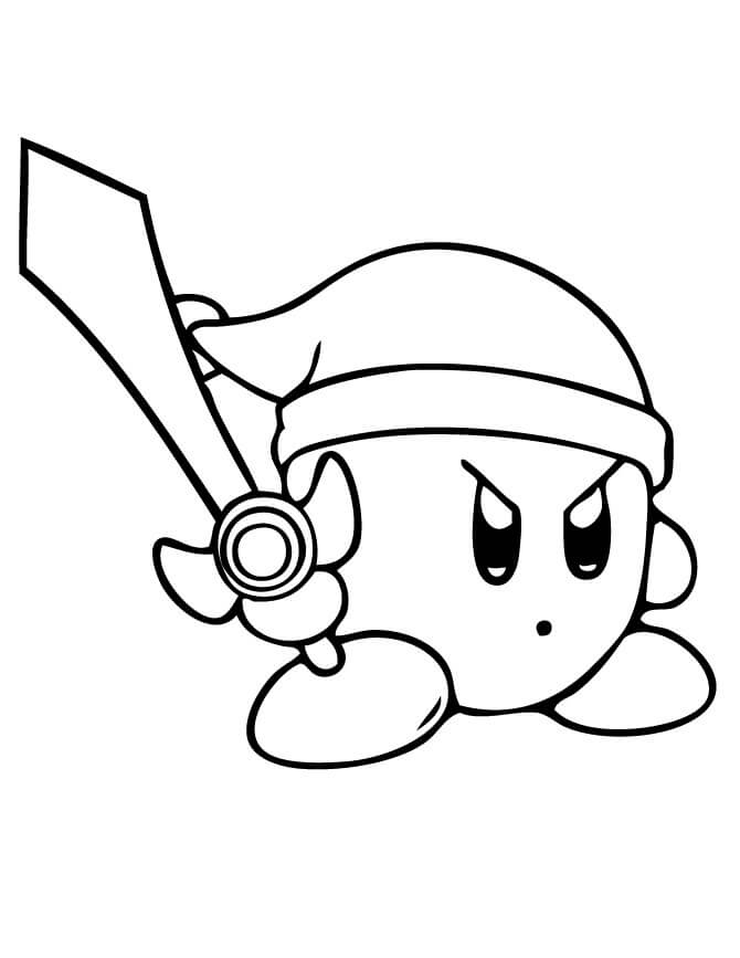 Kirby Con Espada para colorir