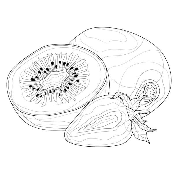 Dibujos de Kiwi y Fresa para colorear