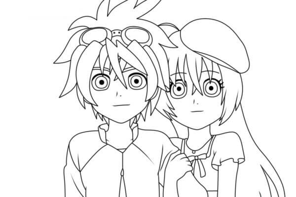 Kuso Dan y Runo Misaki para colorir
