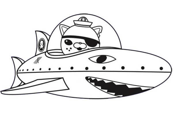 Dibujos de Kwazii en Submarino Tiburón para colorear