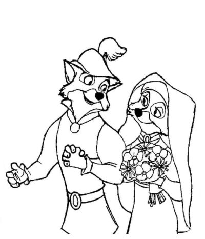 Dibujos de La Boda De Robin Hood y Lady Marian para colorear
