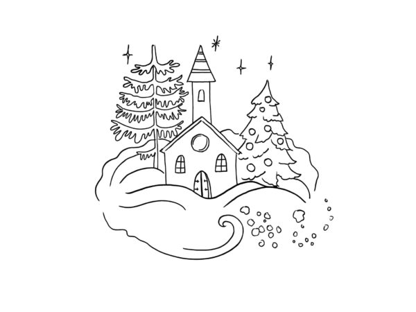 Dibujos de La Ciudad Espera Con Ansias la Navidad para colorear