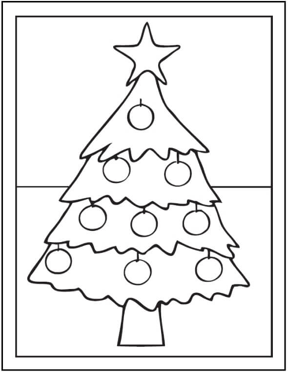 Dibujos de La Estrella en el Árbol de Navidad para colorear