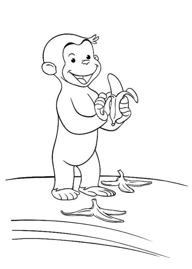 Dibujos de La Golosina Favorita De Curious George Son Los Plátanos Dulces para colorear