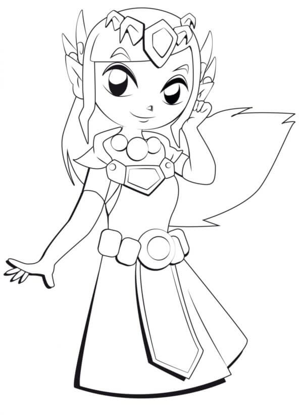 La Pequeña Princesa Zelda Sonriente para colorir
