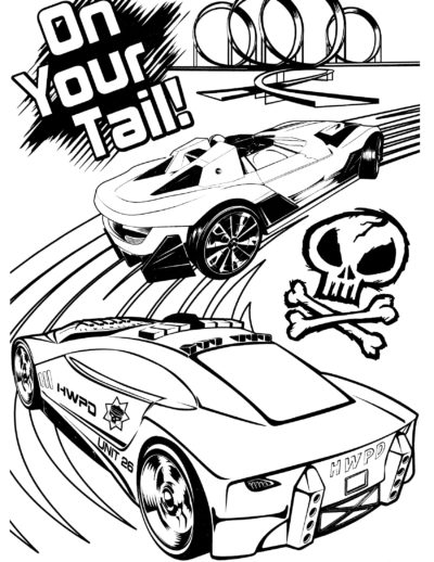 Dibujos de La Policía de Hot Wheels está Persiguiendo a un Criminal para colorear
