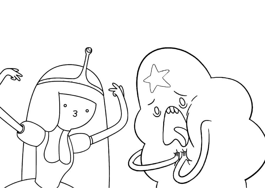 Dibujos de La Princesa Bubblegum y la Princesa Grumosa del Espacio para colorear