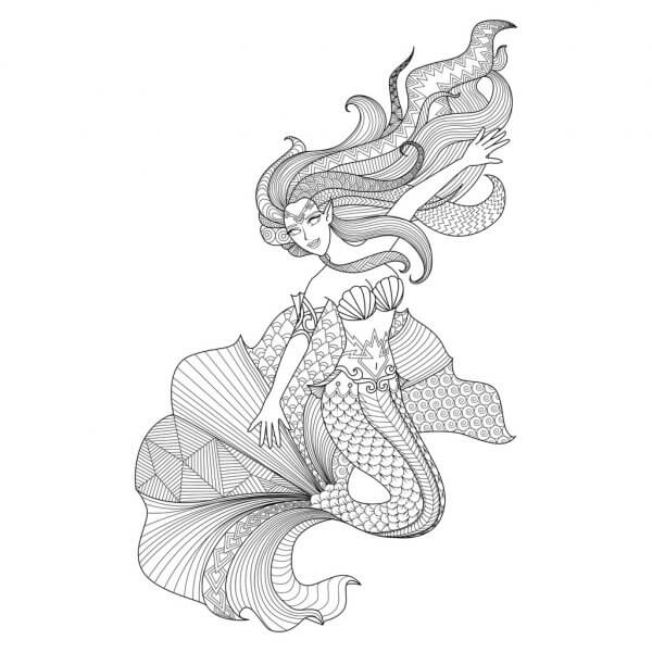 Dibujos de La Sirena es para Adultos para colorear
