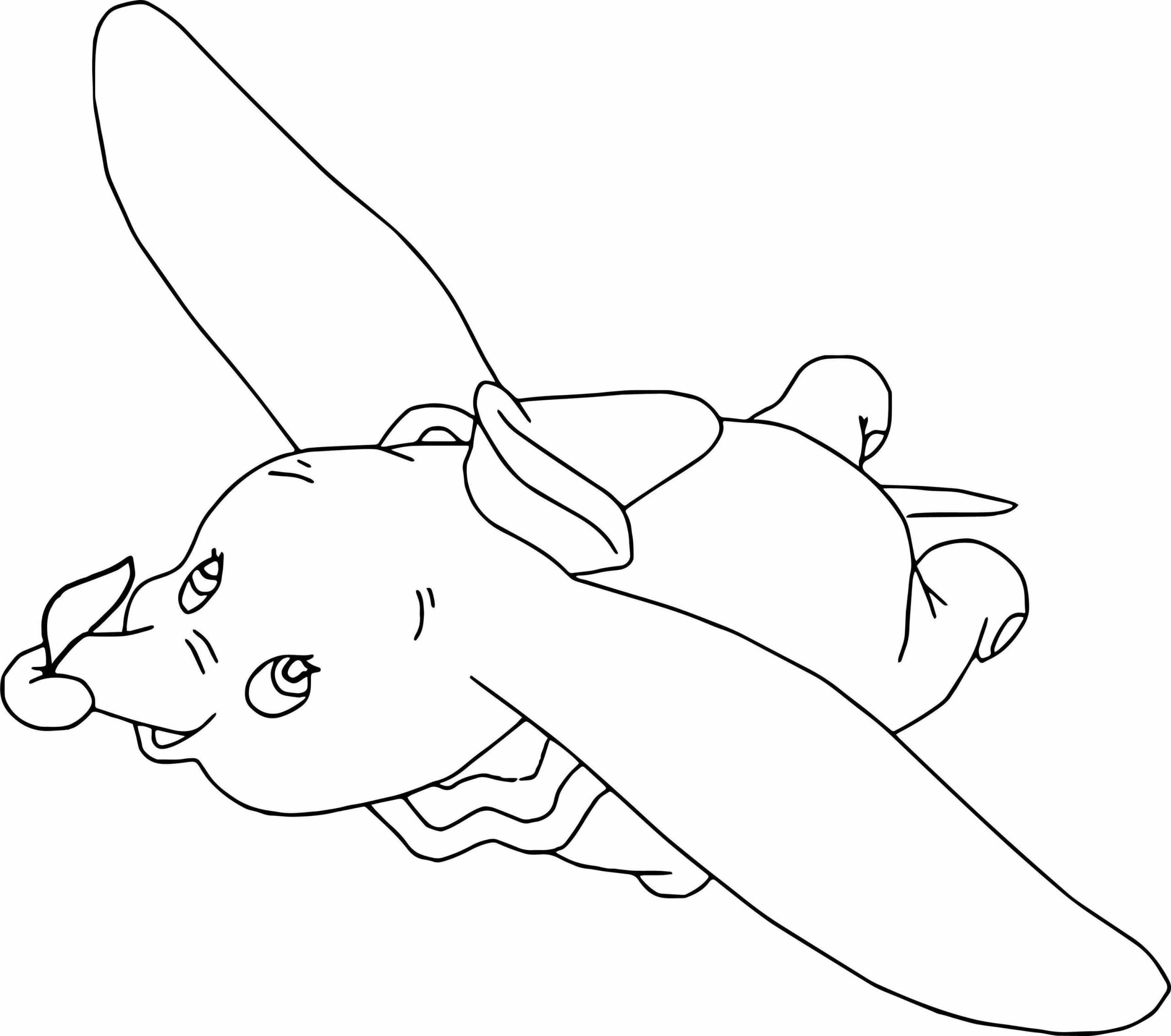 Dibujos de La Superhabilidad Del Bebé Elefante es Volar Con Sus Grandes Orejas para colorear