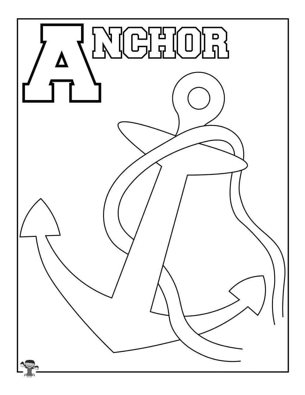 La letra A simple es para Anchor para colorir