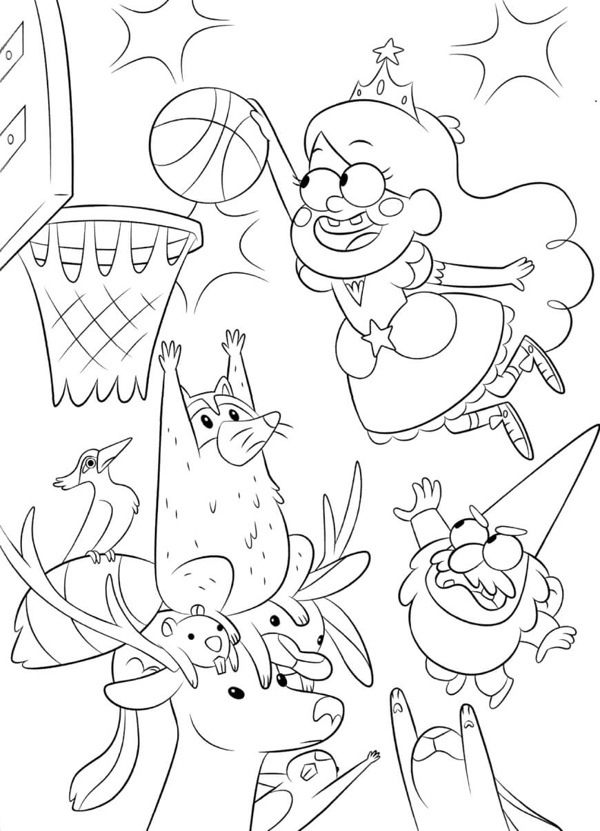 La princesa Mabel juega Baloncesto para colorir