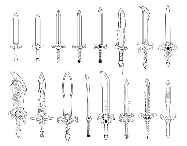 Dibujos de Las Bellas Espadas del Juego para colorear