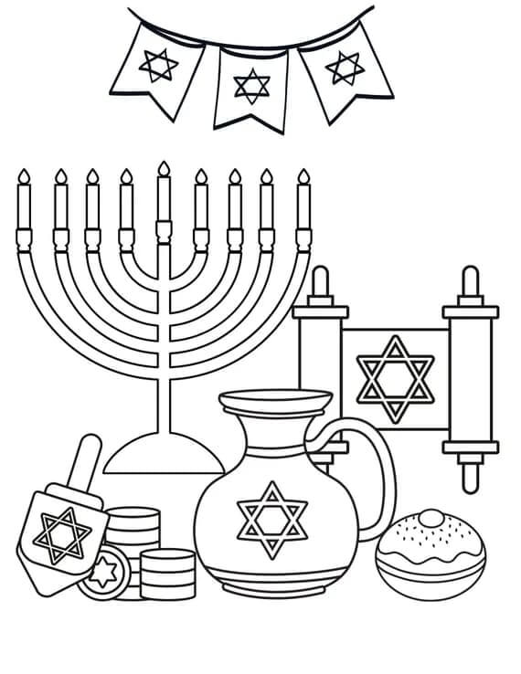 Las Costumbres De La Festividad De Hanukkah para colorir