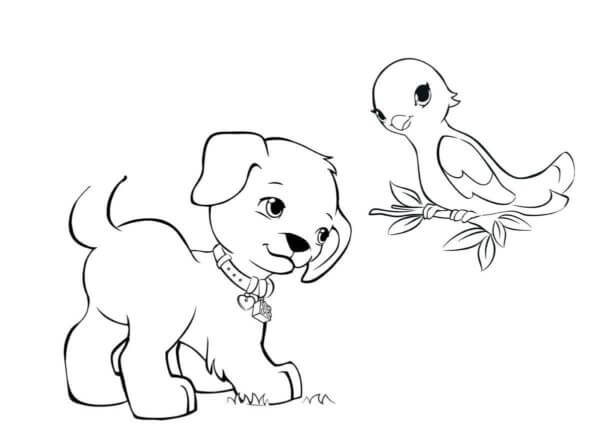Dibujos de Las Mascotas Traviesas Se Saludan para colorear