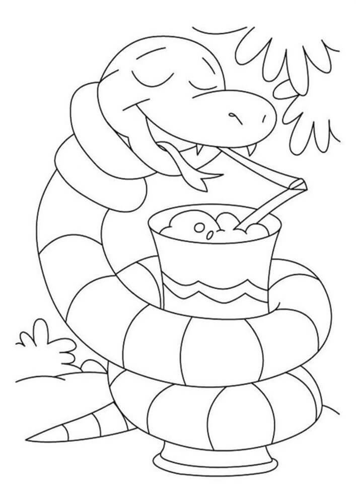 Dibujos de Las Serpientes beben Agua para colorear