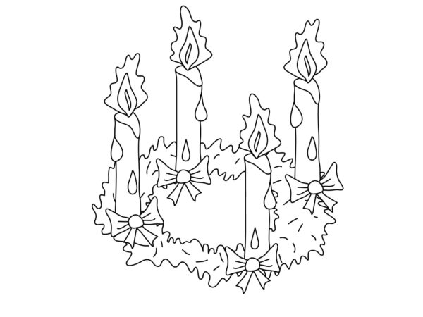 Dibujos de Las Velas Navideñas Arden Con Una Llama Brillante para colorear