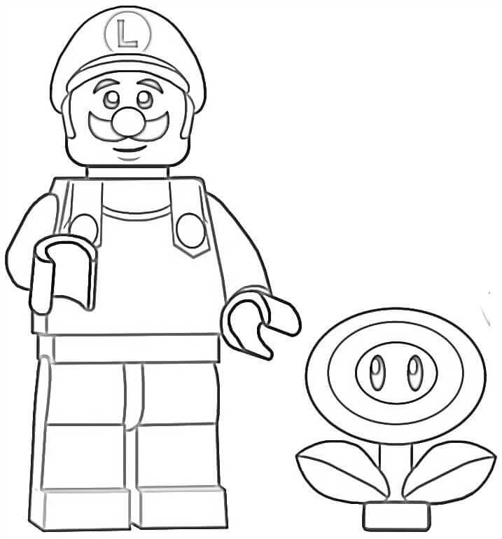 Lego Luigi y Flor para colorir