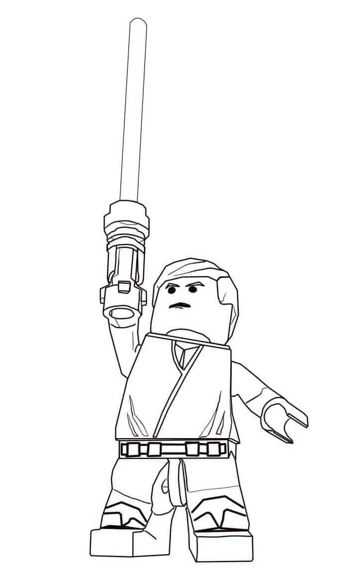 Dibujos de Lego la Guerra de las Galaxias Luke Skywalker para colorear